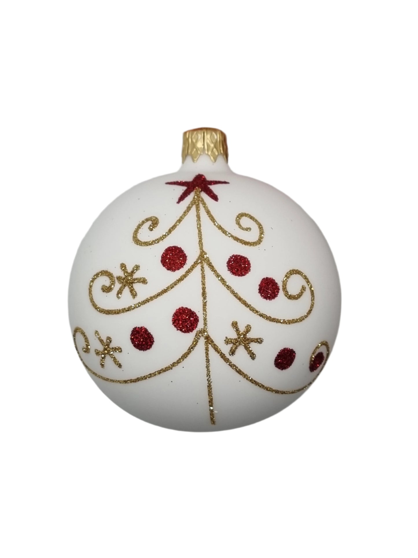 European Glass Christmas ornament of a Bauble | White Assorted (K)